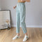 Img 8 - Summer Plus Size Elastic Cotton Blend Ankle-Length Pants Women Breathable Thin Straight Loose Slim Fit Casual