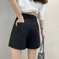 Img 5 - Stretchable Summer Plus Size Cotton Shorts Women Korean High Waist All-Matching Wide Leg Pants Loose Slim Look Casual