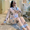 IMG 168 of Popular Streaming Pajamas Women Lapel Cotton Long Sleeved Trendy Western Cardigan Loungewear Sets Sleepwear