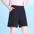 Img 8 - Shorts Women Summer Loose Plus Size Mom Ice Silk Cotton Blend Wide Leg Casual White Bermuda