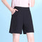 Img 8 - Shorts Women Summer Loose Plus Size Mom Ice Silk Cotton Blend Wide Leg Casual White Bermuda