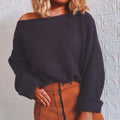 Popular Tube Bare Shoulder Loose Sweater Women Solid Colored INS Tops Outerwear