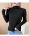 IMG 144 of Black Round-Neck Half-Height Collar Undershirt Women Slim Look Solid Colored Under Long Sleeved Tops Outerwear
