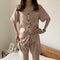 M-XLPlus Size Plus Summer Short Sleeve Silk Solid Colored Cardigan Lapel Replica Loungewear Sets Sleepwear