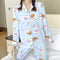 Img 4 - Popular Streaming Pajamas Women Lapel Cotton Long Sleeved Trendy Western Cardigan Loungewear Sets