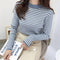 Img 2 - Half-Height Collar Striped Sweater Women Loose Pullover All-Matching Korean Undershirt Tops