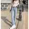 Img 4 - Korean chicFlare Leg Pants Women High Waist Slim Look Loose All-Matching Vintage Popular Young Look Denim Jeans