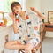 Pajamas Women Summer Silk Short Sleeve Cartoon Student Thin Adorable Sweet Look Loungewear Two-Piece Sets Sleepwear