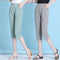 Img 4 - Three Quarter Ankle-Length Pants Women Summer Thin Black Splitted Loose Casual Korean Pencil