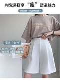 Img 6 - Suits Shorts Women Summer Thin Casual High Waist Loose Slim Look Wide Leg Pants Plus Size