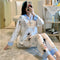 IMG 138 of Popular Streaming Pajamas Women Lapel Cotton Long Sleeved Trendy Western Cardigan Loungewear Sets Sleepwear