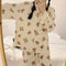 IMG 104 of Pajamas Women Long Sleeved Korean Sweet Look Adorable Teens Student Outdoor Pants Loungewear Two-Piece Sets Sleepwear