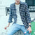 Img 1 - Men Long Sleeved Shirt Teens Trendy Chequered Korean Slim Look All-Matching Men Shirt