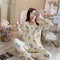 insPopular Streaming Solid Colored Pajamas Women Princess Long Sleeved Outdoor Loungewear Sleepwear