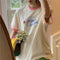 Img 4 - Cotton Mix Colours Embroidery Short Sleeve Women Summer Student Korean Loose T-Shirt Tops