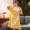 Short Sleeve Pyjamas Cotton Women Thin Mid-Length Dress Pajamas Cartoon Loose Casual Loungewear Sleepwear