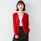 Img 3 - Women Korean Long Sleeved Sweater V-Neck Short Solid Colored Loose Knitted Cardigan