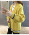 IMG 133 of Student Korean Pocket Sweater Women Loose V-Neck Long Sleeved Matching Knitted Cardigan Outerwear