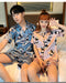 IMG 146 of Couple Pajamas insTrendy Korean Short Sleeve Silk Two-Piece Sets Cartoon Printed Thin Loungewear Sleepwear