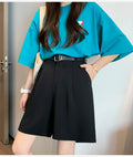 IMG 113 of Suits Mid-Length Shorts Women Summer Loose Plus Size Outdoor High Waist Straight Hong Kong Casual Pants Shorts