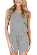 Img 5 - Women Europe Trendy Round-Neck Sleeveless Casual Button Strap One-Piece Shorts