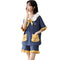 Img 5 - Pajamas Women Summer Cotton Short Sleeve Pants Sets Korean Princess Loose Loungewear Thin