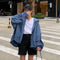 BF Hooded Cargo Women Student Korean Loose All-Matching Slim Look INS Long Sleeved Jacket Tops Outerwear