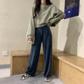 IMG 128 of Solid Colored Sweatshirt Women Korean Loose Couple Round-Neck insWomen Outerwear
