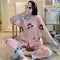 IMG 132 of Popular Streaming Pajamas Women Lapel Cotton Long Sleeved Trendy Western Cardigan Loungewear Sets Sleepwear