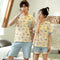 Couple Pajamas Summer Short Sleeve Cotton Thin Plus Size Loose Men Women Sets Cartoon Loungewear Sleepwear