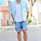 IMG 109 of Europe Ripped Lace Denim Shorts Solid Colored Trendy Men Pants Shorts