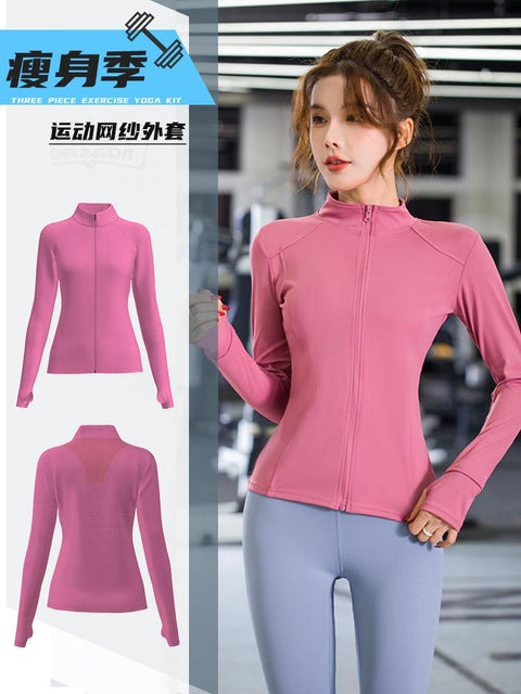 Mesh Sporty Women Long Sleeved Jogging Quick Dry Popular Stand Collar Zipper Cardigan Jacket Yoga Tops Outerwear