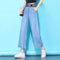 Img 6 - Denim Wide Leg Pants Women Summer Thin High Waist Drape Loose Slim Look Casual Floor Length Ice Silk Ankle-Length