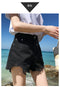 IMG 110 of Denim Shorts Women High Waist Loose Slim Look Wide Leg Niche Burr Ripped Summer Hot Pants Korean Shorts