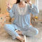 insPopular Streaming Solid Colored Pajamas Women Princess Long Sleeved Outdoor Loungewear Sleepwear