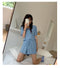 IMG 112 of Cooling Silk Sets Ruffle Round-Neck Short Sleeve Shorts Two-Piece Women Pajamas Casual Loungewear Sleepwear