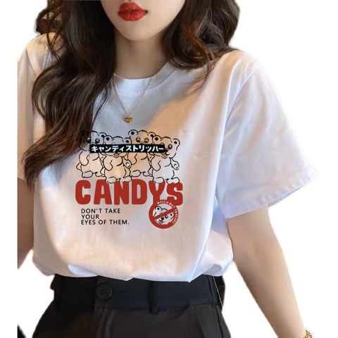 Img 5 - Summer Loose Short Sleeve Women T-Shirt Trendy Korean Student Girlfriends