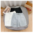 IMG 114 of Women Cotton Mid-Length Shorts Pocket Thin High Waist Loose Wide Leg Pants Casual Shorts