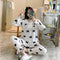 insPopular Streaming Solid Colored Pajamas Women Princess Long Sleeved Outdoor Loungewear Sleepwear