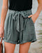 Img 2 - Europe Women Loose Shorts Lace High Waist Solid Colored City Casual Slim Look Folded Pants