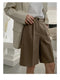 IMG 128 of Coffee Shorts Women Summer A-Line High Waist Wide Leg Bermuda Hong Kong Elastic Pants Shorts