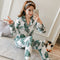 Streaming Popular Casual Pajamas Women Cardigan Sleeve Length Pants Europe Loungewear Sets Sleepwear