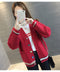 IMG 114 of Student Korean Pocket Sweater Women Loose V-Neck Long Sleeved Matching Knitted Cardigan Outerwear