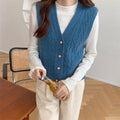 Knitted Tank Top Women Korean Solid Colored Loose Sweater Cardigan Sleeveless Vest V-Neck Outerwear
