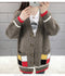IMG 113 of Korean Loose Mid-Length Sweater Women V-Neck Mix Colours Pocket Student Knitted Cardigan Outerwear