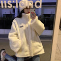 Img 2 - Stand Collar Thick Alphabets Jacket Women Loose Korean Petite Sweatshirt