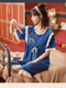 IMG 110 of Pajamas Women Summer Knitted Cotton Short Sleeve Cropped Pants Adorable Sweet Look Princess Teens Loungewear Sleepwear