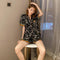 Summer Silk Thin Short Sleeve Pajamas Women Outdoor Loungewear Sweet Look Casual Shorts Two-Piece Sets Sleepwear