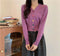 IMG 104 of V-Neck Colourful Button Cardigan Short Long Sleeved Korean Sweater Women Elegant Sweet Look Tops Outerwear