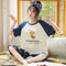 Pajamas Women Summer Short Sleeve Cropped Pants Sets INS Women Cartoon Popular Trendy Loungewear Sleepwear